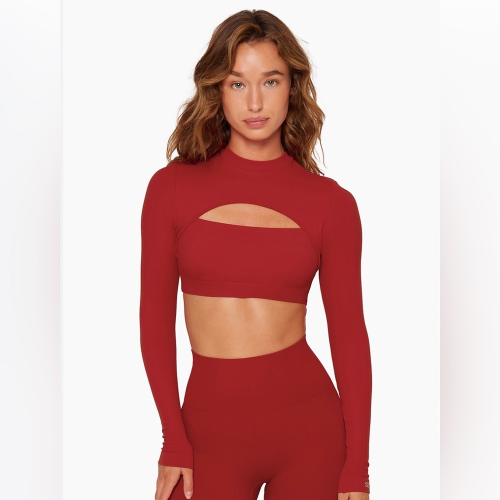 Set Active Sculptflex Long Sleeve Cutout Bra - Heartthrob